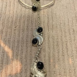 Sterling Silver Black Onyx Slave Bracelet